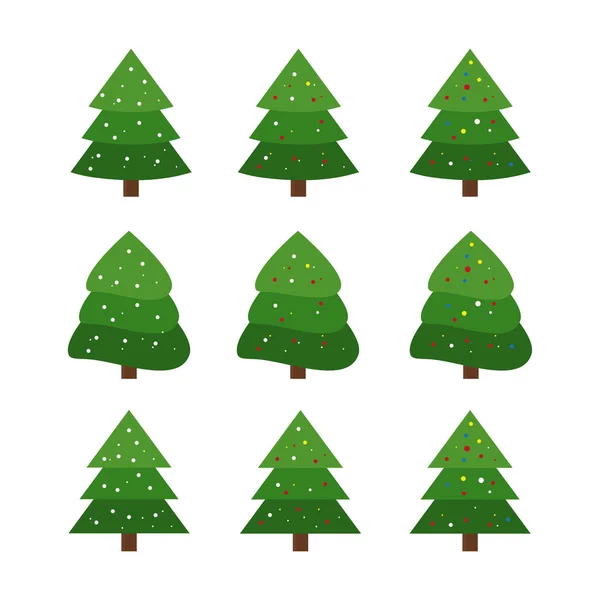 Vector Set Cartoon Christmas Trees — Stock Vector