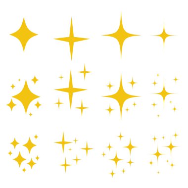 Parlak siyah ve beyaz sembol vektörü orijinal parlayan başlangıç simgeleri, parlak bir parlaklık, ışık efekti yıldızları, parlak parıltı, dekorasyon pırıltısı, parlayan ışık efekti ve patlayan koleksiyon vektörü.