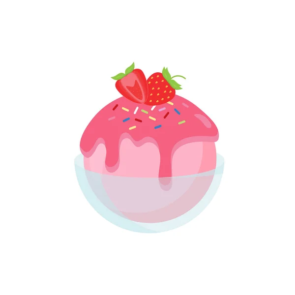 Cartoon Waffelkegel Inklusive Eis Und Eiskugeln Verschiedene Geschmacksrichtungen Schokolade Erdbeere — Stockvektor