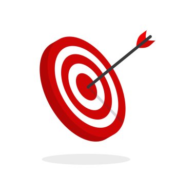 Ok hedef düğmesine basar. Hedeflere, başarıya, başarılı yatırıma, başarılı iş stratejisine, hedeflenmiş yatırım stratejilerine, ikon çizimlerine ve vektörlere odaklanır.