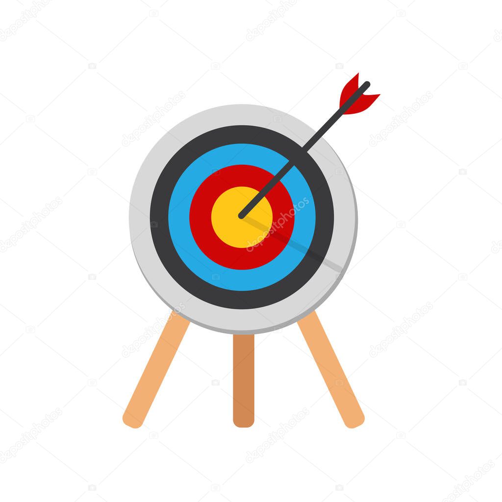 The arrow presses the target button., Focusing on goals, success, successful investment, successful business strategy, targeted investment strategies, icon illustrations and vector