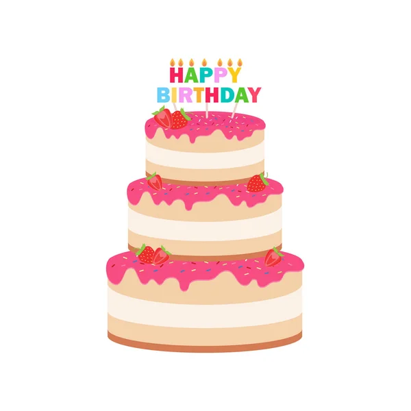 Boldog Születésnapot Születésnapot Torta Doboz Ünnepség Party Kalap Ajándékok Multicolor — Stock Vector