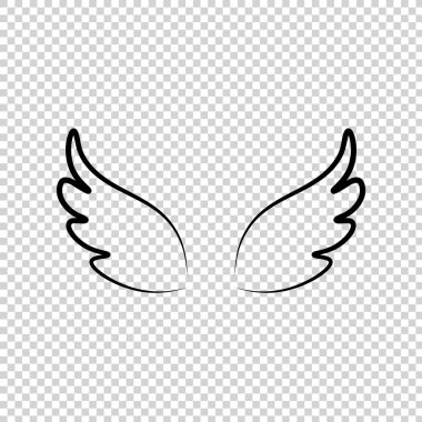 Birçok çeşit kanat çizimi, melek, melek kanatları, tüy kanatları, melek, iyilik. Vektör illüstrasyonu ve ikon..