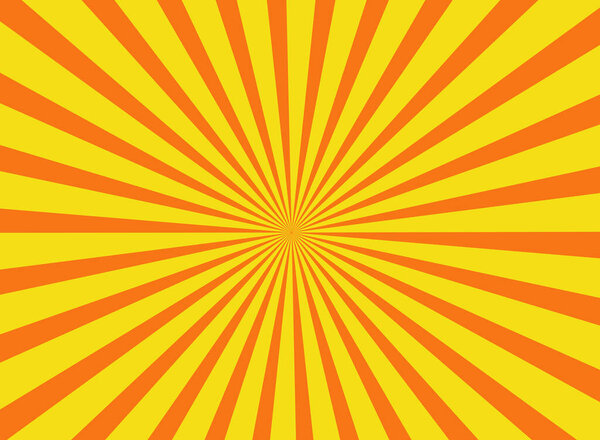 Vector The yellow-orange rays of the sun in the morning In the form of a cartoon background