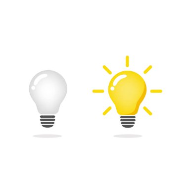 Ampul fikirlerle, yaratıcı düşüncelerle, çözümleme için analitik düşüncelerle doludur. Ampul simgesi vektörü. Fikirler gösterimi.