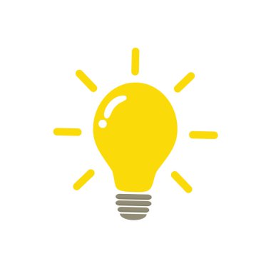 Ampul fikirlerle, yaratıcı düşüncelerle, çözümleme için analitik düşüncelerle doludur. Ampul simgesi vektörü. Fikirler gösterimi.