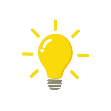 Ampul fikirlerle, yaratıcı düşüncelerle, çözümleme için analitik düşüncelerle doludur. Ampul simgesi vektörü. Fikirler gösterimi.