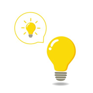 Ampul fikirlerle, yaratıcı düşüncelerle, çözümleme için analitik düşüncelerle doludur. Ampul simgesi vektörü. Fikirler gösterimi.