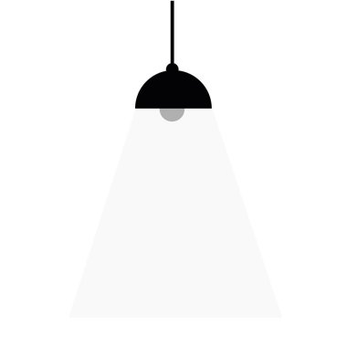 Ampul fikirlerle, yaratıcı düşüncelerle, çözümleme için analitik düşüncelerle doludur. Ampul simgesi vektörü. Fikirler sembolü. Siyah tavan lambası. Beyaz arka planda parlak sarı..