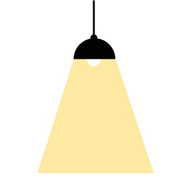 Ampul fikirlerle, yaratıcı düşüncelerle, çözümleme için analitik düşüncelerle doludur. Ampul simgesi vektörü. Fikirler sembolü. Siyah tavan lambası. Beyaz arka planda parlak sarı..