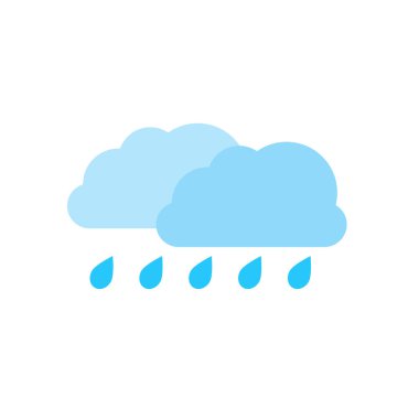 Hava tahmini simgeleri arasında yağmur mevsimi, yağmur fırtınası, gök gürültüsü, şimşek, kış, kar, soğuk hava, yaz, yükselen güneş, açık hava, sıcak hava, bahar, gece, ay, yıldızlar yer alıyor. Vektör illüstrasyonu