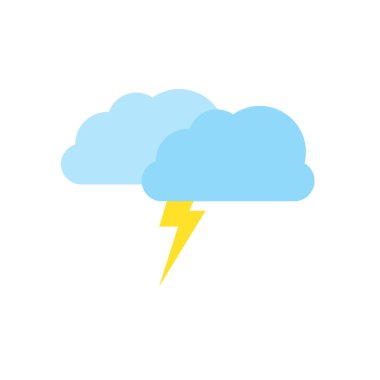 Hava tahmini simgeleri arasında yağmur mevsimi, yağmur fırtınası, gök gürültüsü, şimşek, kış, kar, soğuk hava, yaz, yükselen güneş, açık hava, sıcak hava, bahar, gece, ay, yıldızlar yer alıyor. Vektör illüstrasyonu