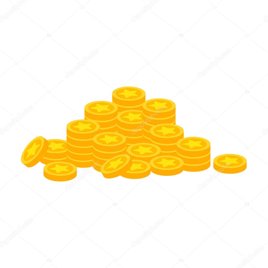 Animation gold coin For video games, a pile of gold coins, money spent on game items, gold for game design, money, coins. Which is a vector illustration