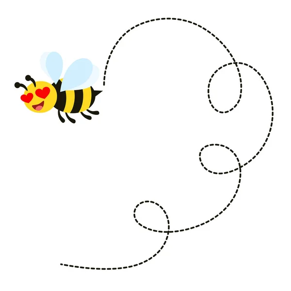 Lebah Terbang Mencari Madu Dan Mengumpulkan Madu Dalam Gambar Vektor - Stok Vektor