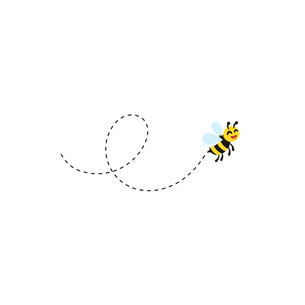 Pszczoła Latająca Dookoła Szukając Miodu Zbierając Miód Roju Wektor Ilustracji — Wektor stockowy