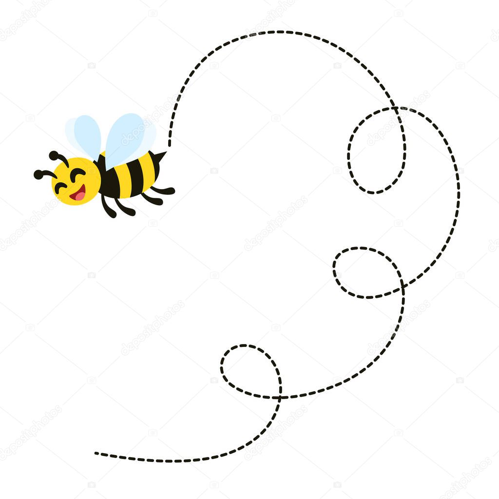 Bee flying around looking for honey and collecting honey in hive vector illustration and icon