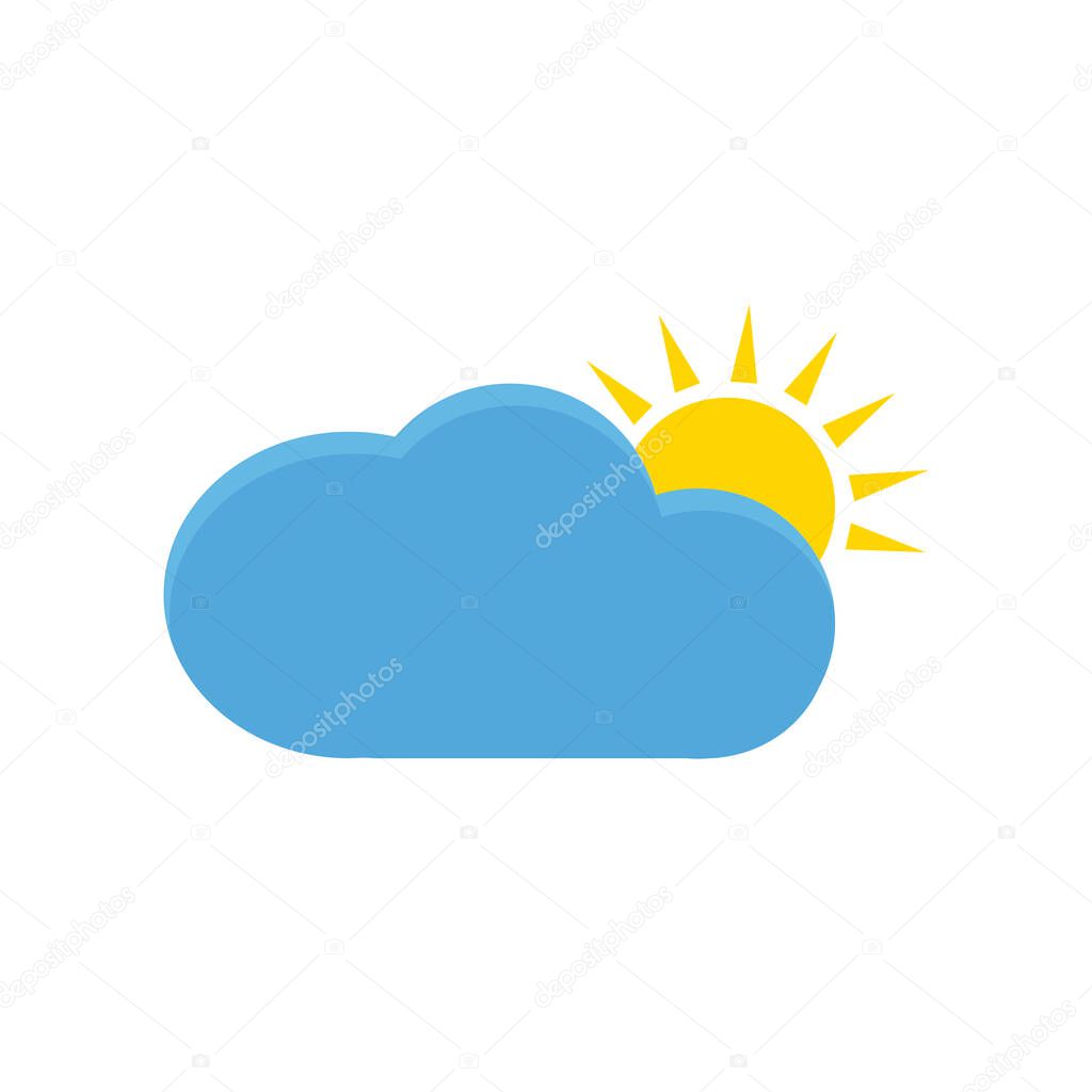 Clouds and sun - weather forecast icons, regular season clouds - vector