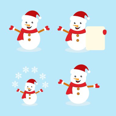 Kış mevsimi şirin kardan adam koleksiyonu