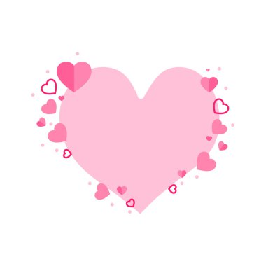 Aşk günü için arka plan, sevgililer günü, doğum günü partisi, evlilik yıldönümü partisi, güzel kalplerle donatılmış kırmızı pembe kağıt kalpler. Çizgi film vektör illüstrasyonu