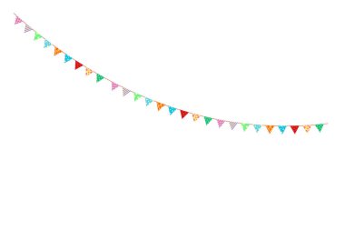 Mutlu yıllar, doğum günü partisi, renkli parti bayrakları, düz vektör illüstrasyonu ve simgeler