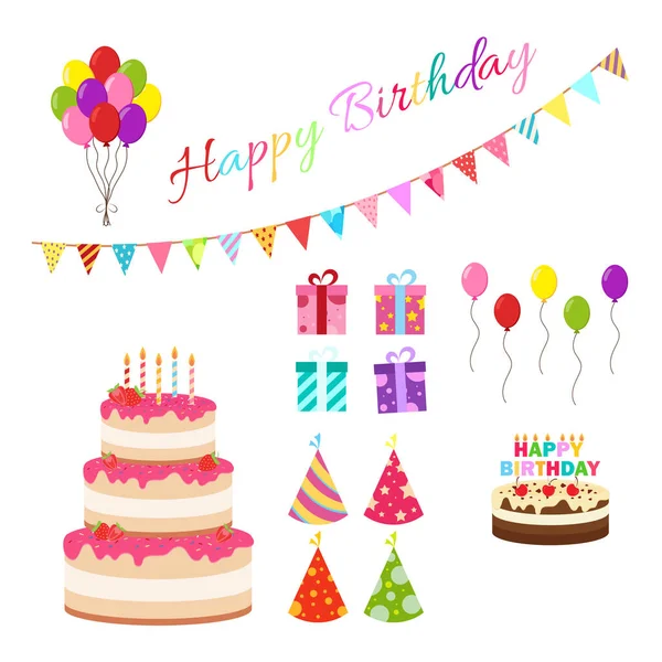 Wszystkiego Najlepszego Urodziny Urodziny Urodziny Tort Pudełko Celebration Party Kapelusz — Wektor stockowy