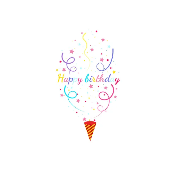 Happy Birthday Party Birthday Party Exploding Party Popper Confetti Flat — Stock Vector