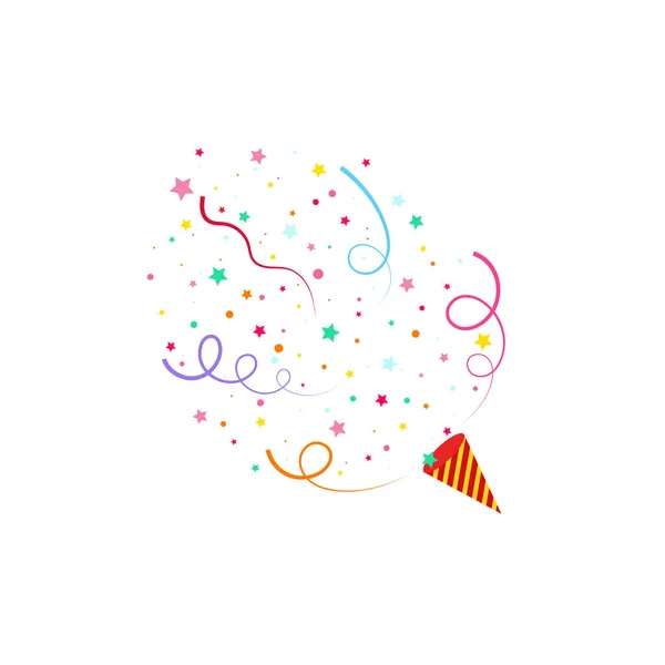 Gelukkige Verjaardag Verjaardagsfeestje Exploderende Party Popper Met Confetti Platte Vector — Stockvector