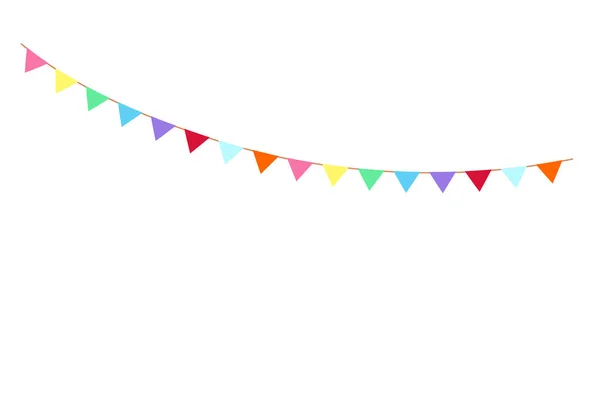 Happy birthday party, birthday party, colorful party flags, flat vector illustration and icons