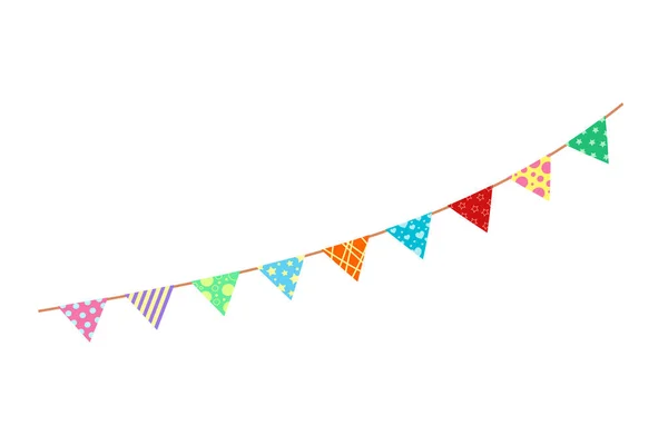 Happy Birthday Party Birthday Party Colorful Party Flags Flat Vector — Stock Vector