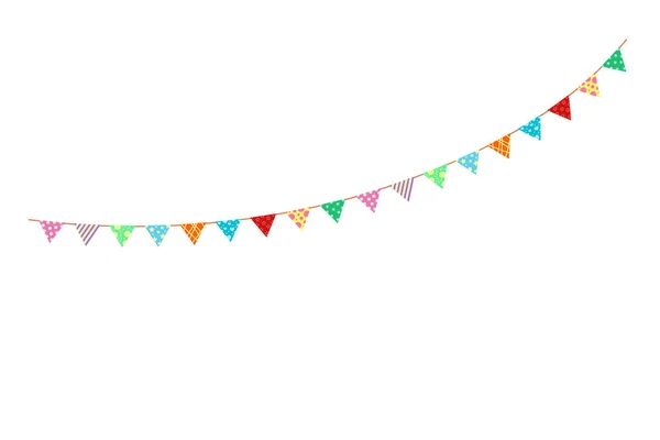 Buon Compleanno Festa Compleanno Bandiere Colorate Illustrazione Vettoriale Piatta Icone — Vettoriale Stock