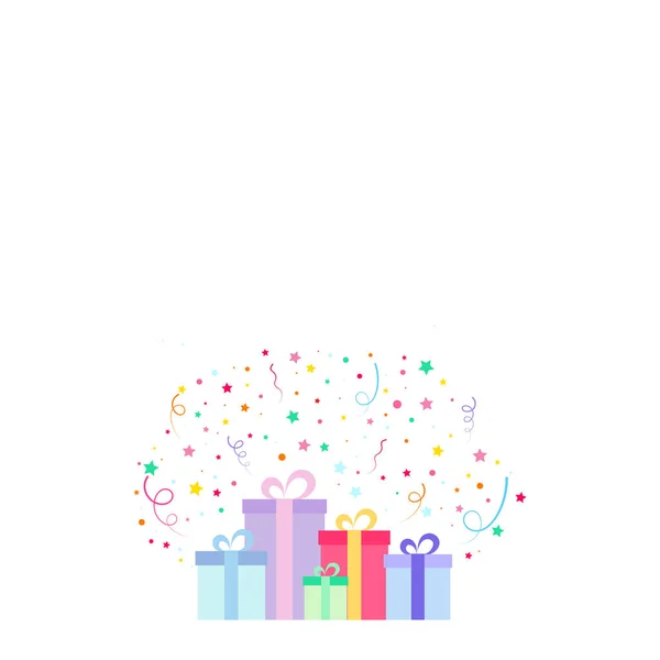 Bonne Fête Anniversaire Fête Anniversaire Boîte Cadeau Colorée Pleine Lumières — Image vectorielle