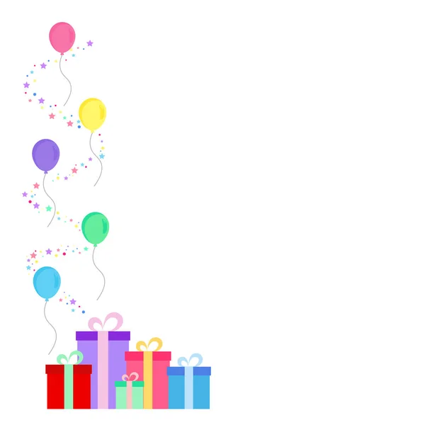 Gelukkige Verjaardag Verjaardagsfeest Kleurrijke Geschenkdoos Vol Glinsterende Licht Vele Kleurrijke — Stockvector