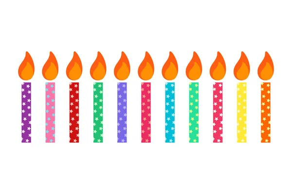 Feliz Cumpleaños Fiesta Cumpleaños Velas Cumpleaños Colorido Vector Plano Ilustración — Archivo Imágenes Vectoriales