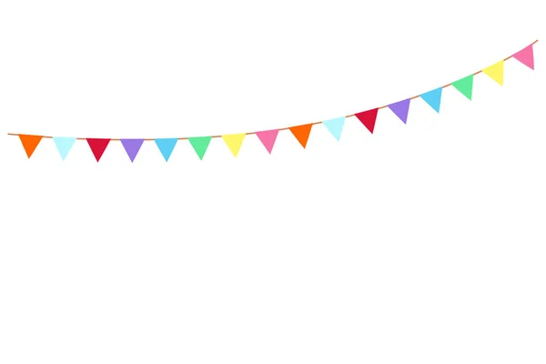 Gelukkige Verjaardag Verjaardag Kleurrijke Partij Vlaggen Platte Vector Illustratie Pictogrammen — Stockvector