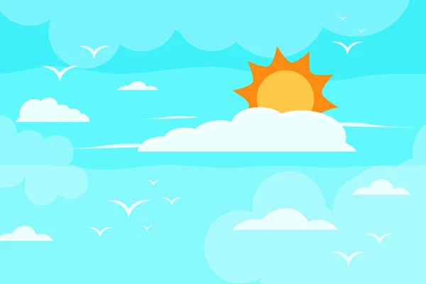 Cartoon Bild Sommer Der Himmel Ist Voller Heller Wolken Die — Stockvektor