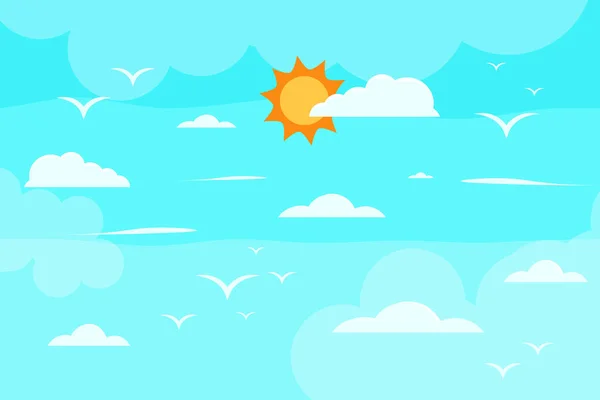 Cartoon Bild Sommer Der Himmel Ist Voller Heller Wolken Die — Stockvektor