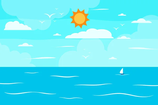 Мультфильм Летний Пляж Морской Природный Отдых Тропический Пляж Приморские Пейзажи — стоковый вектор