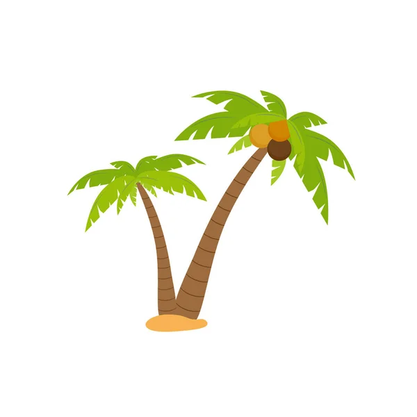 Palmier Cocotier Dessin Animé Été Sur Plage Bord Mer Tropiques — Image vectorielle