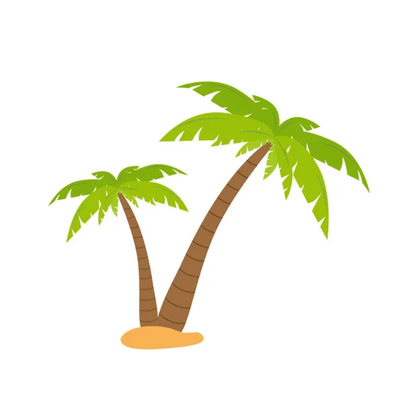Palmiye Ağacı Veya Hindistan Cevizi Ağacı Karikatürü Yaz Mevsiminde Sahilde — Stok Vektör