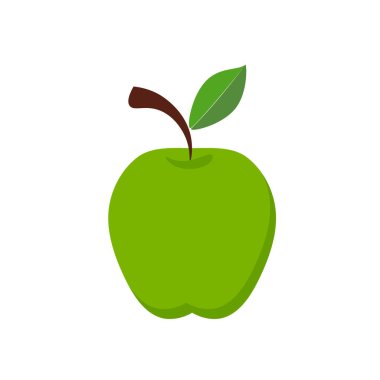 Elma meyvesi, taze elma meyvesi, karikatür tarzı. Beyaz arkaplan vektör illüstrasyonunda