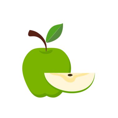 Elma meyvesi, taze elma meyvesi, karikatür tarzı. Beyaz arkaplan vektör illüstrasyonunda