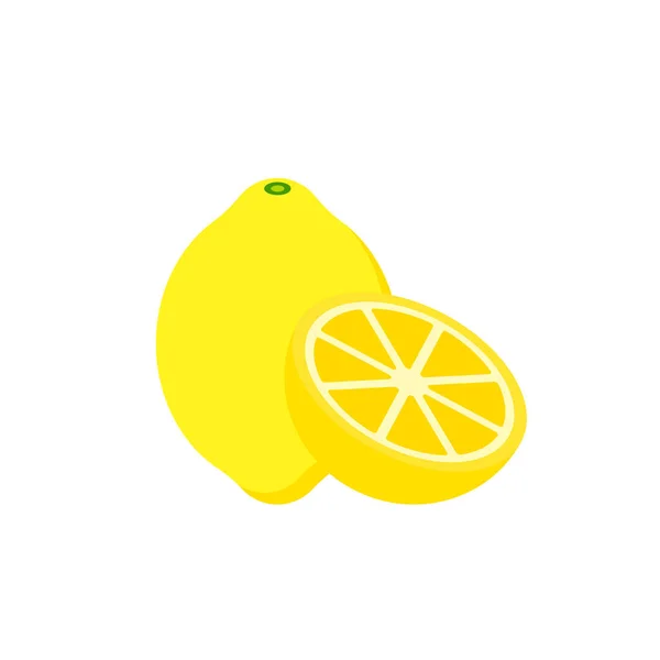 Limón Frutas Frescas Limón Aisladas Estilo Dibujos Animados Sobre Fondo — Vector de stock