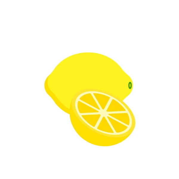 Lemon Taze Limon Meyvesi Izole Edilmiş Çizgi Film Tarzı Beyaz — Stok Vektör
