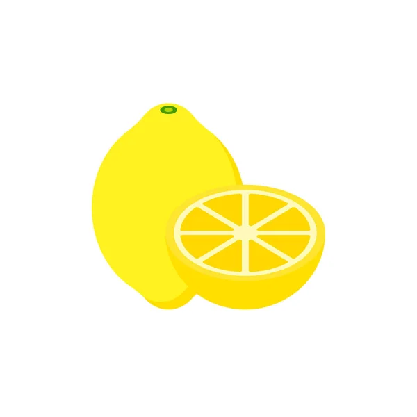 Λεμόνι Φρέσκα Φρούτα Λεμόνι Απομονωμένο Στυλ Κινουμένων Σχεδίων Λευκό Φόντο — Διανυσματικό Αρχείο
