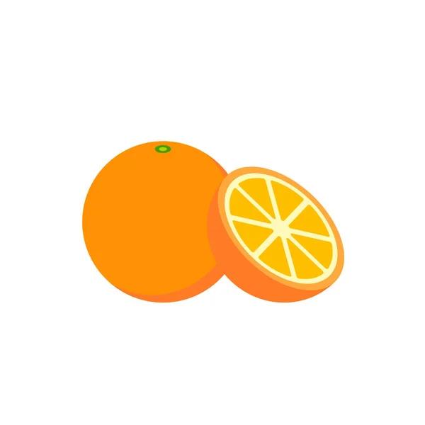 Arancio Frutta Biologica Stile Cartone Animato Sfondo Bianco Illustrazione Vettoriale — Vettoriale Stock