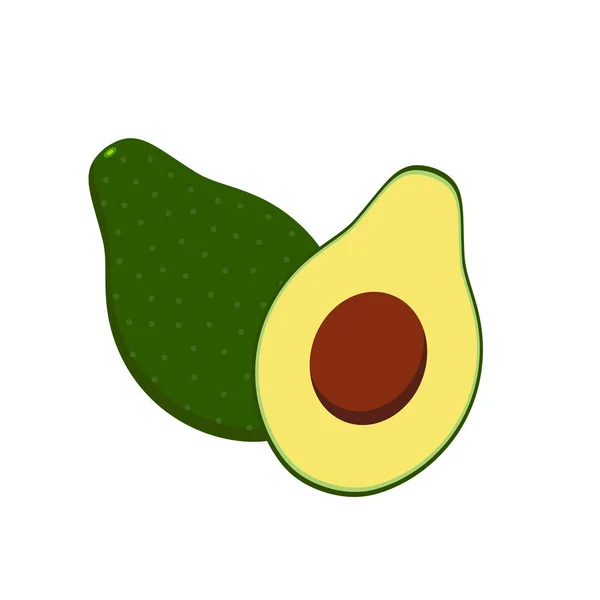 Avocadofrüchte Frische Avocadofrüchte Isoliert Cartoon Stil Auf Weißem Hintergrund Vektor — Stockvektor