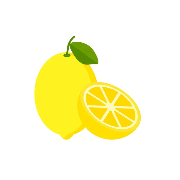 Lemon Fresh Lemon Fruits Isolated Cartoon Style White Background Vector — Stock Vector