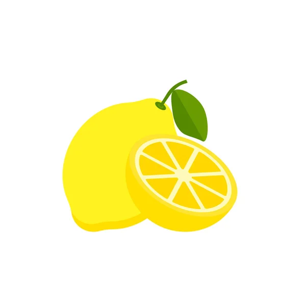 Lemon Fresh Lemon Fruits Isolated Cartoon Style White Background Vector — Stock Vector