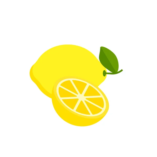 Limón Frutas Frescas Limón Aisladas Estilo Dibujos Animados Sobre Fondo — Vector de stock