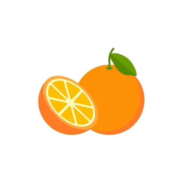 Orange Fruits Bio Cartoon Style Sur Fond Blanc Illustration Vectorielle — Image vectorielle